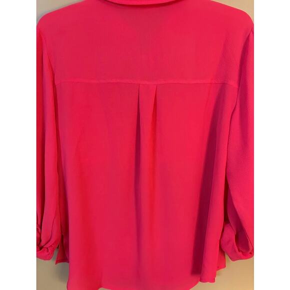 Michael Kors Coral Roll Tab Long Sleeve 1/2 Zip Blouse Size Medium - Picture 6 of 7
